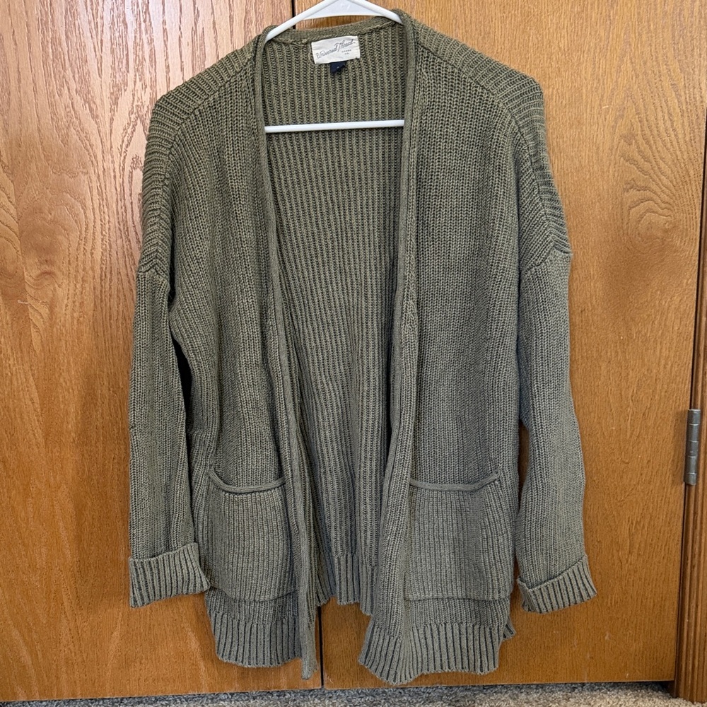 Universal Thread Olive Open-Front Knit Cardigan with Pockets